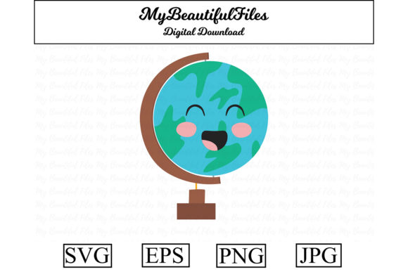 Beautiful School Globe Kawaii Clipart for Crafting and Graphic Design