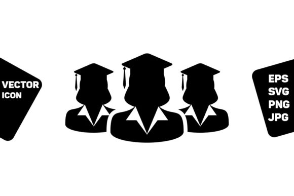 School Icon Vector Female Group Students: A Versatile Graphic for Branding and Packaging