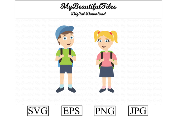 School Kids Clipart Illustration Review for Real Embroidery Projects