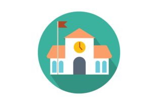 School with Clock Icon: A Versatile Graphic Design Asset for Creative Sellers
