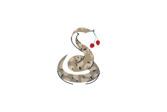 Snake with Cherry Craft Design: A Versatile Graphic for Local Business Branding