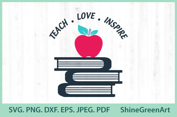 Teach Love Inspire - Apple Books Teacher: A Versatile Graphic Design Asset for Local Business Branding