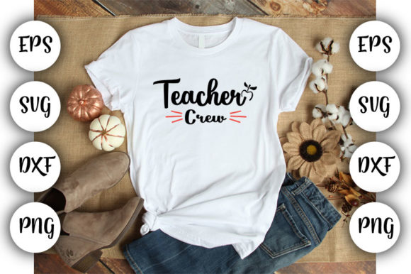 Teacher Teacher Crew: A Dynamic Graphic Design Asset for T-Shirt Designs and Branding